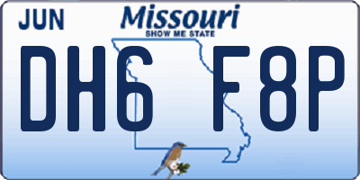 MO license plate DH6F8P