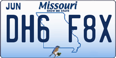 MO license plate DH6F8X