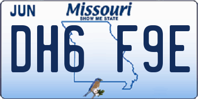 MO license plate DH6F9E