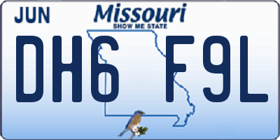 MO license plate DH6F9L