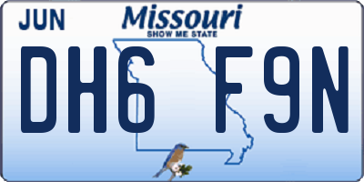 MO license plate DH6F9N