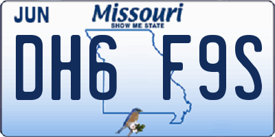 MO license plate DH6F9S