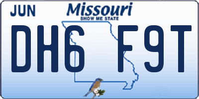 MO license plate DH6F9T