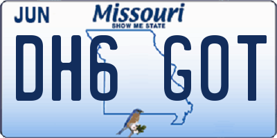 MO license plate DH6G0T