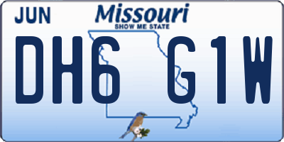 MO license plate DH6G1W