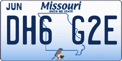MO license plate DH6G2E