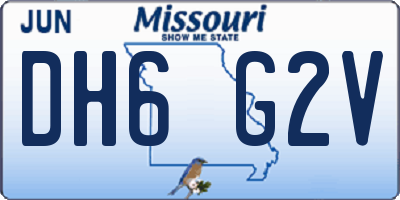 MO license plate DH6G2V