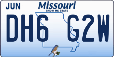 MO license plate DH6G2W