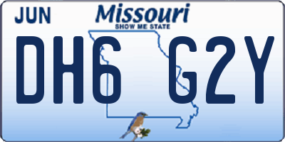 MO license plate DH6G2Y