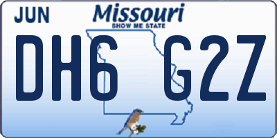 MO license plate DH6G2Z