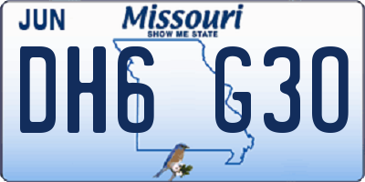 MO license plate DH6G3O