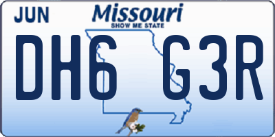 MO license plate DH6G3R