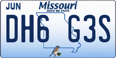 MO license plate DH6G3S