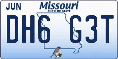 MO license plate DH6G3T