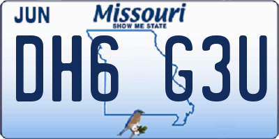 MO license plate DH6G3U