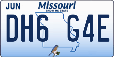 MO license plate DH6G4E
