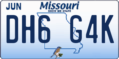 MO license plate DH6G4K