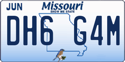 MO license plate DH6G4M