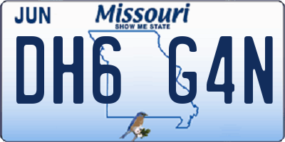 MO license plate DH6G4N