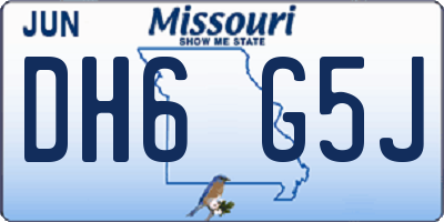 MO license plate DH6G5J