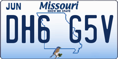 MO license plate DH6G5V