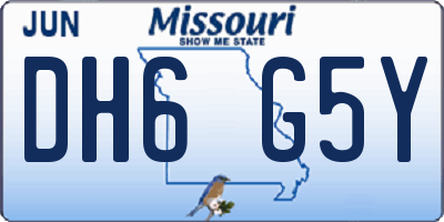 MO license plate DH6G5Y