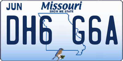 MO license plate DH6G6A