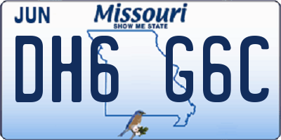 MO license plate DH6G6C