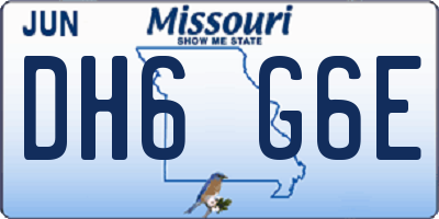 MO license plate DH6G6E