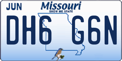 MO license plate DH6G6N