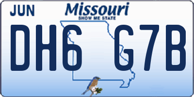 MO license plate DH6G7B