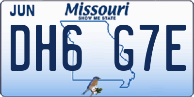 MO license plate DH6G7E