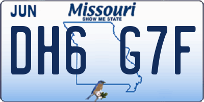 MO license plate DH6G7F