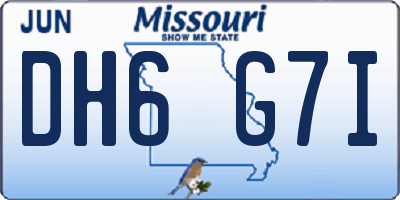 MO license plate DH6G7I