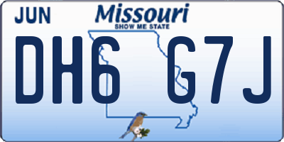 MO license plate DH6G7J