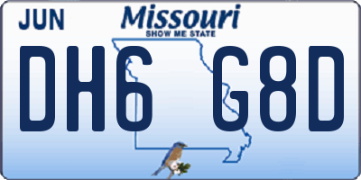 MO license plate DH6G8D