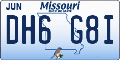 MO license plate DH6G8I
