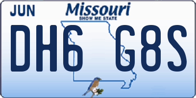 MO license plate DH6G8S
