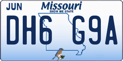 MO license plate DH6G9A