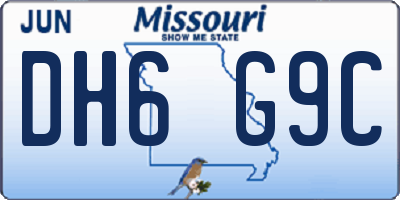 MO license plate DH6G9C