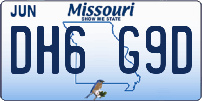 MO license plate DH6G9D