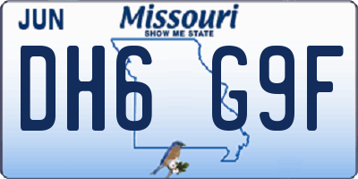 MO license plate DH6G9F