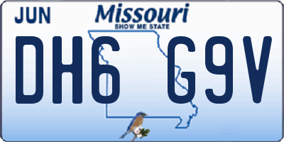 MO license plate DH6G9V
