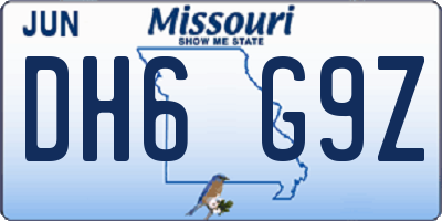MO license plate DH6G9Z