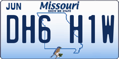 MO license plate DH6H1W