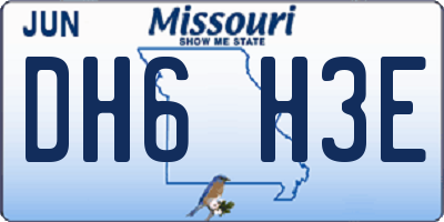 MO license plate DH6H3E