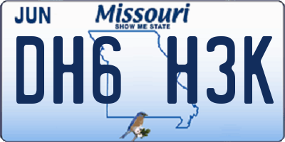 MO license plate DH6H3K