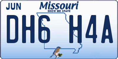 MO license plate DH6H4A