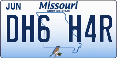 MO license plate DH6H4R