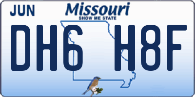 MO license plate DH6H8F